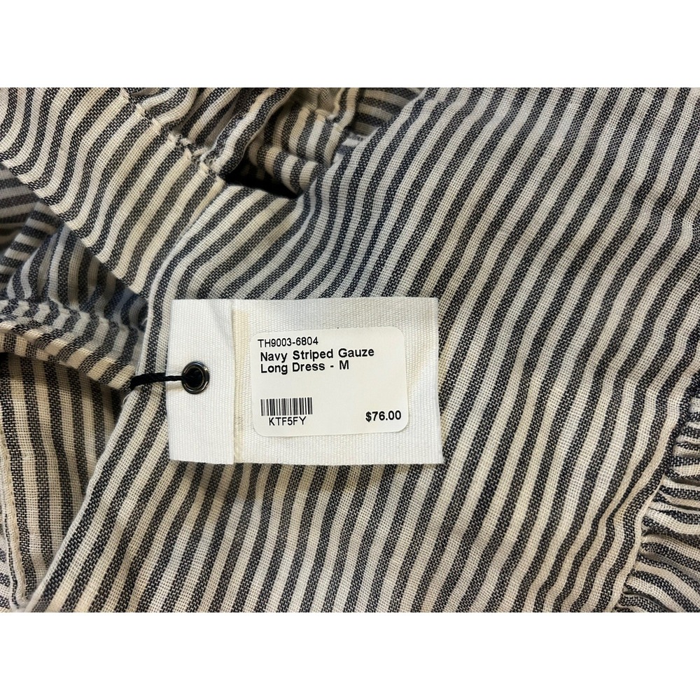 MIOU MUSE Navy Striped Gauze Maxi Dress Sleeveless Medium NWT - Picture 5 of 8